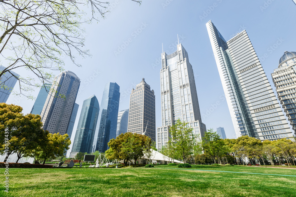 Lujiazui financial center park scenery in Shanghai，china