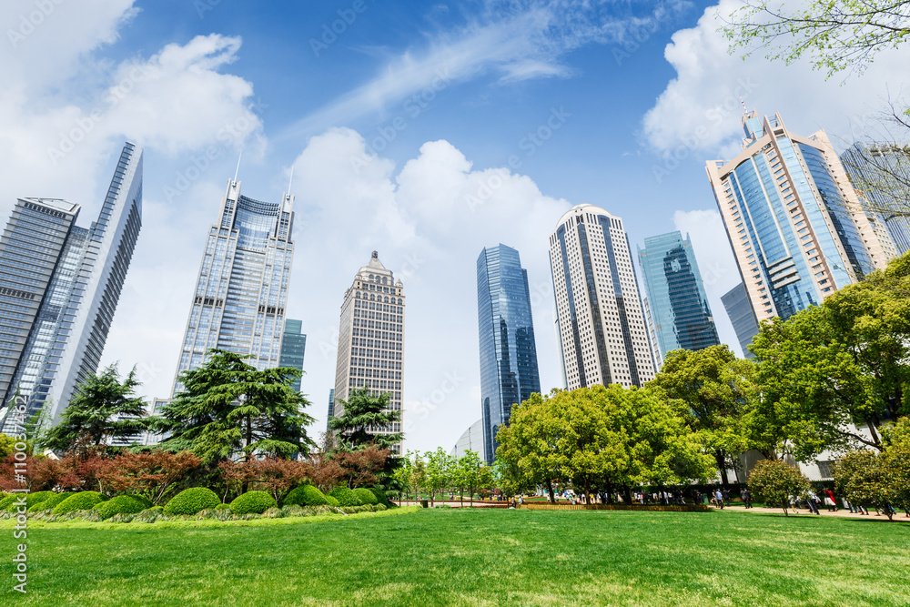 Lujiazui financial center park scenery in Shanghai，china