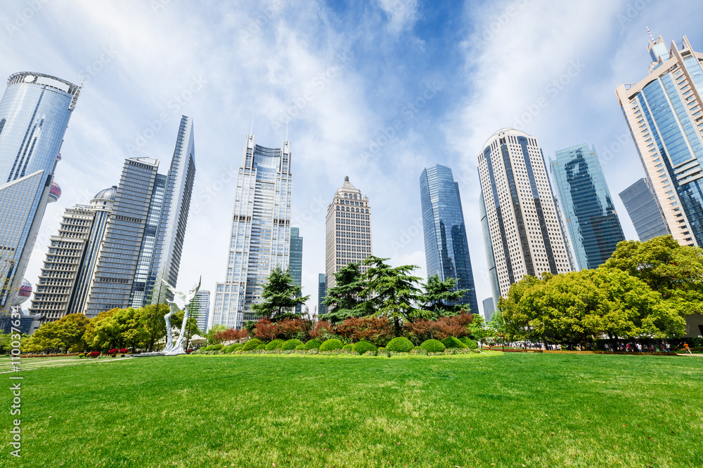 Lujiazui financial center park scenery in Shanghai，china