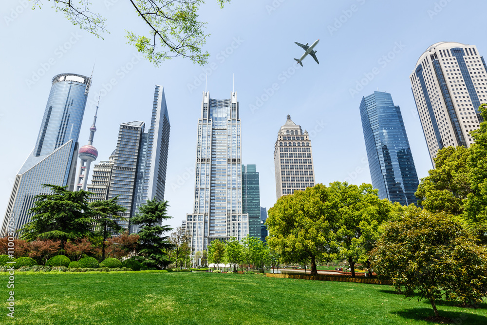 Lujiazui financial center park scenery in Shanghai，china