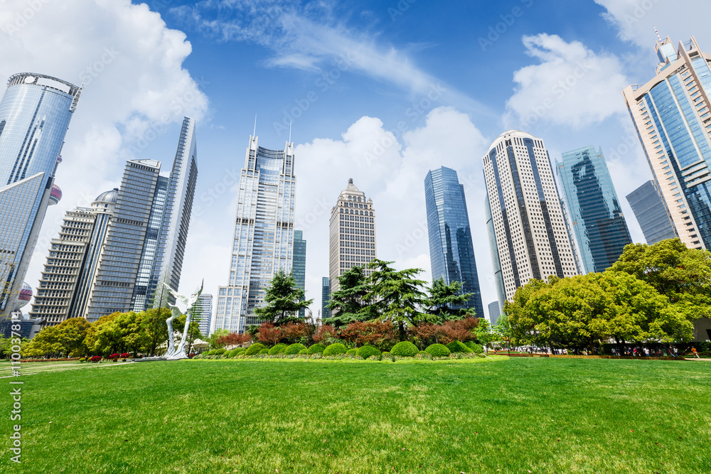 Lujiazui financial center park scenery in Shanghai，china