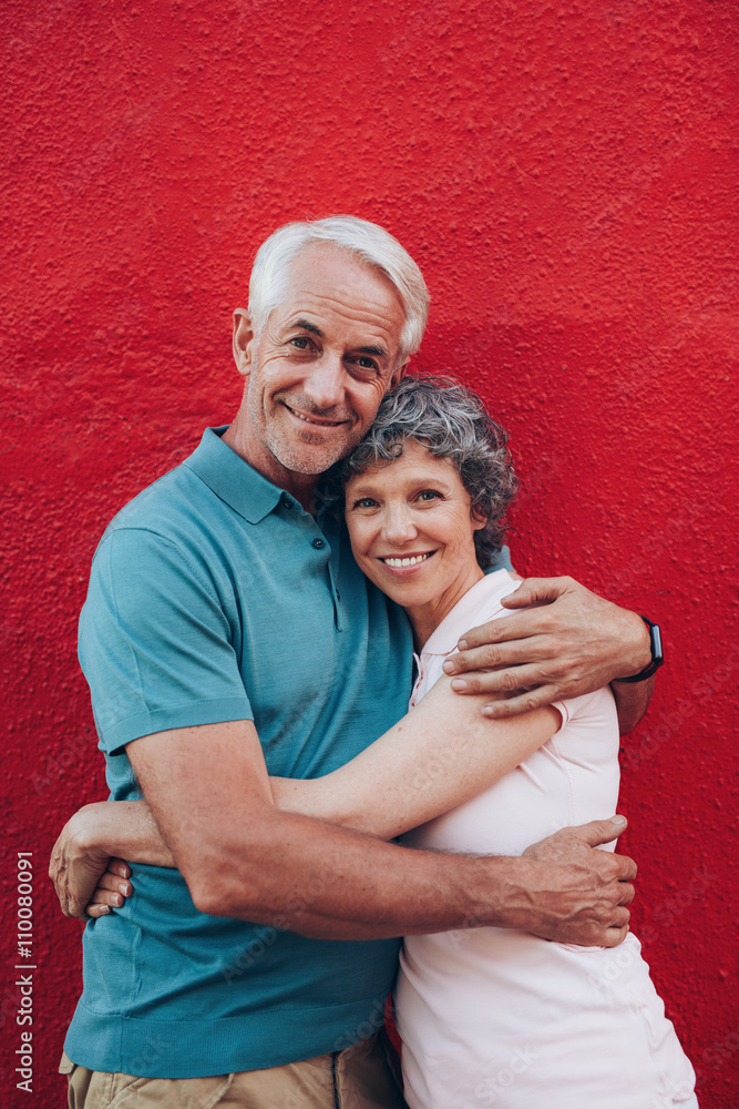 Beautiful senior couple embracing