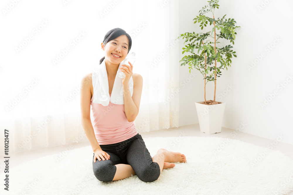 attractive asian woman exercise image