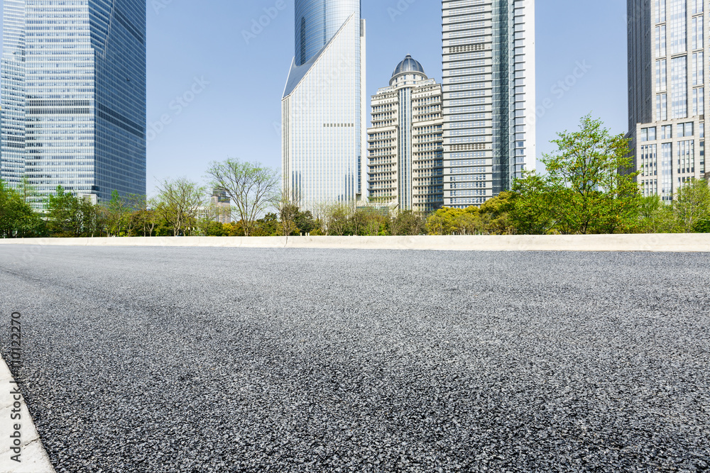 Asphalt road in lujiazui Commercial financial center, Shanghai, China