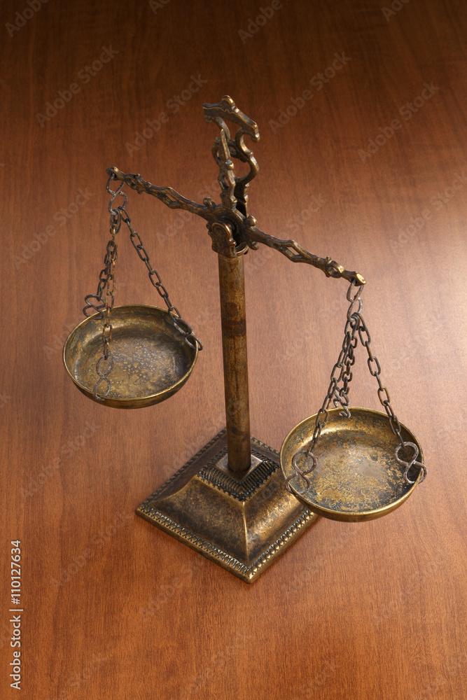 Justice Scale on wood table