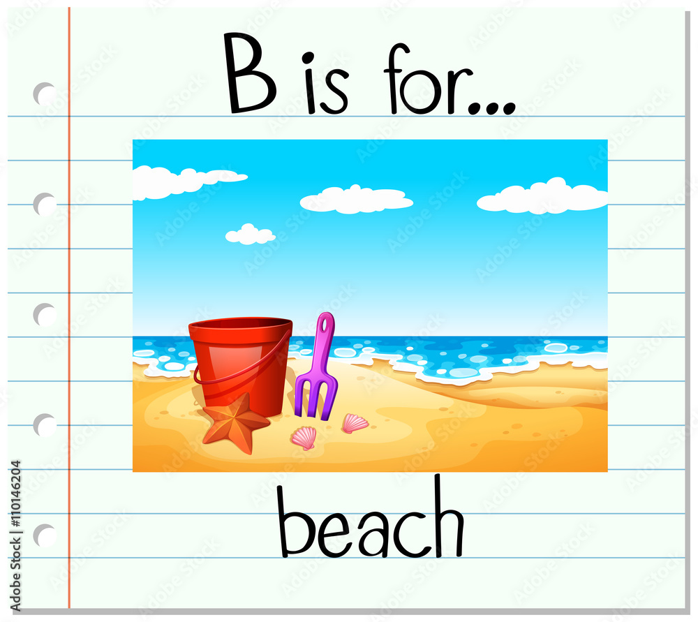 Flashcard字母B代表海滩