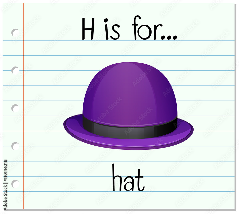 Flashcard letter H is for hat