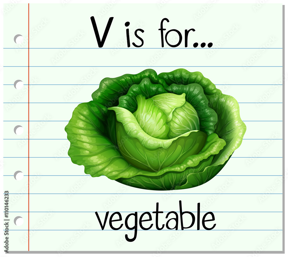 Flashcard letter V is for vegetable