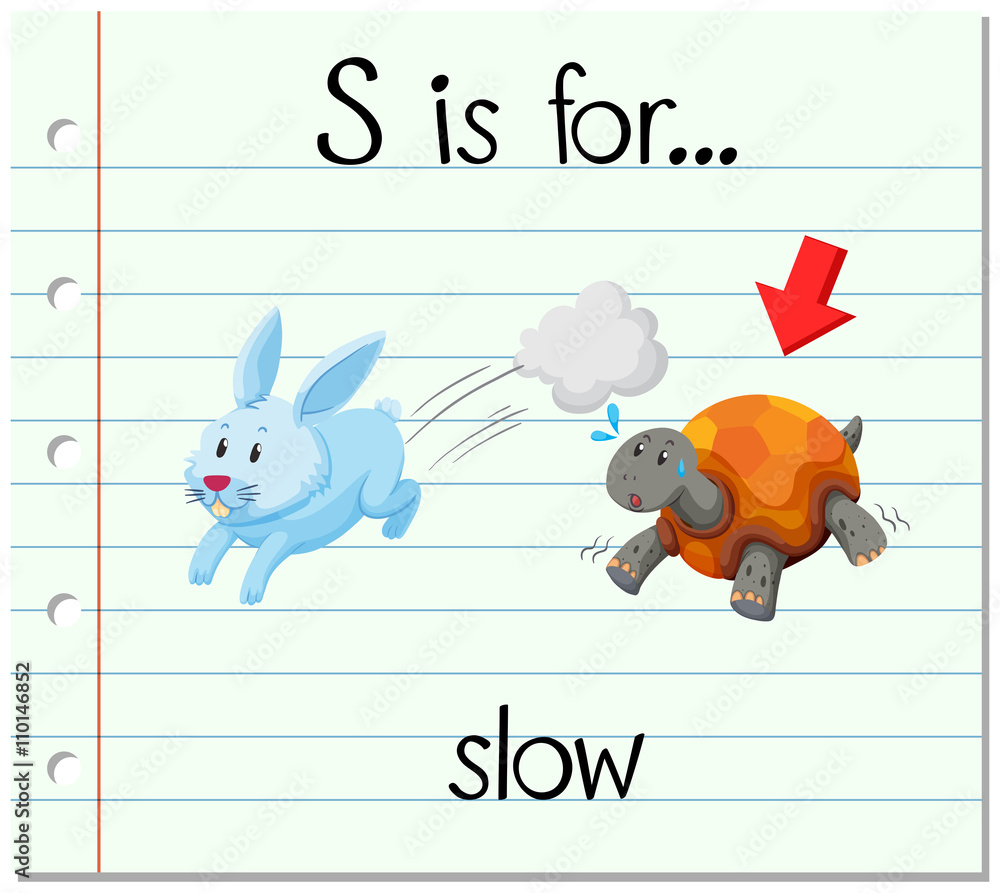 Flashcard letter S is for slow