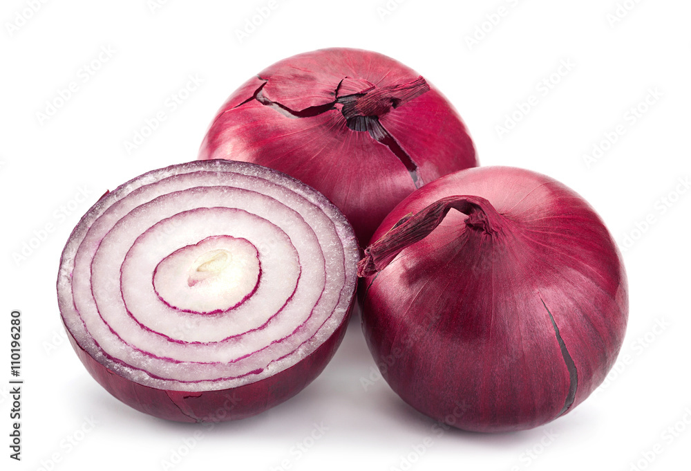 Purple onion on white