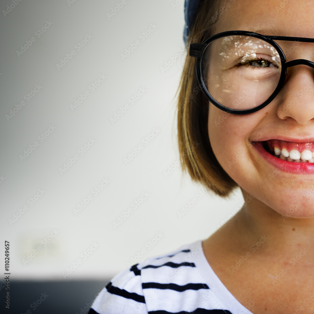 Cute Little Girl Smiling Fun Happiness Retro Concept