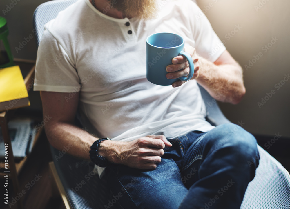 Man Drinking Coffee Relax Lifestyle Concept