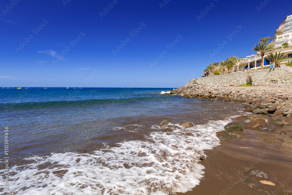 Atlantic beach of Gran Canaria island in Taurito, Spain