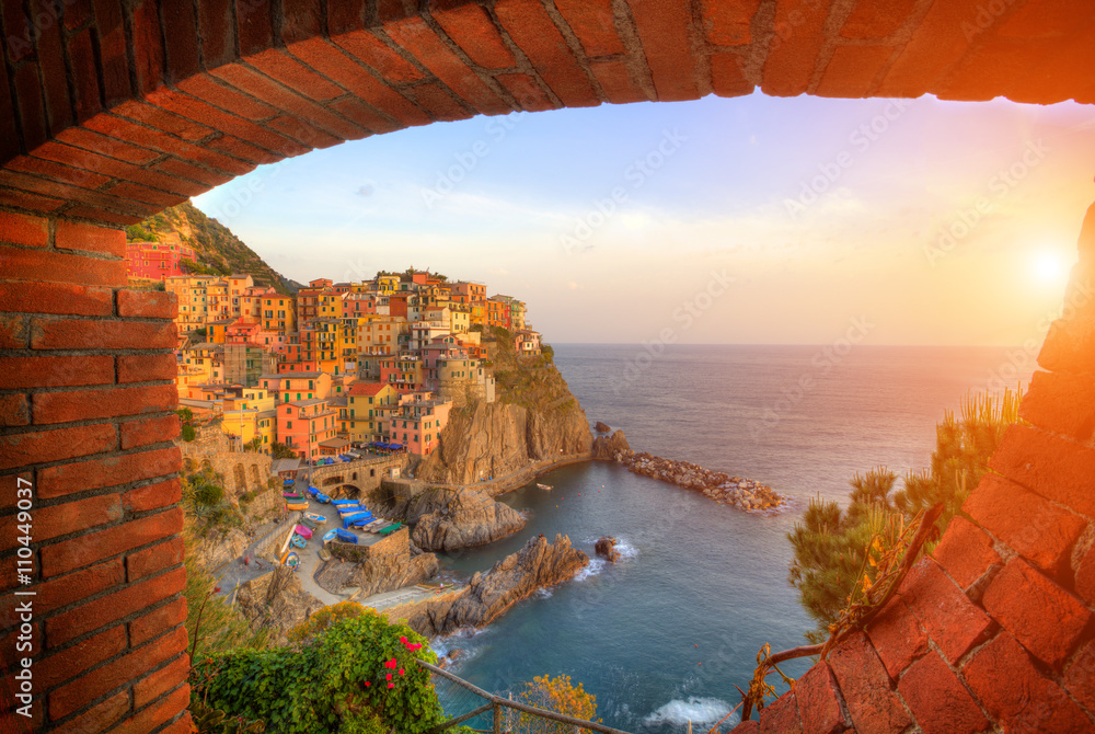 Old village Manarola, coast of Italy