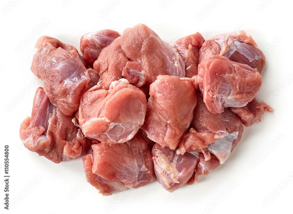 heap of fresh raw meat pieces