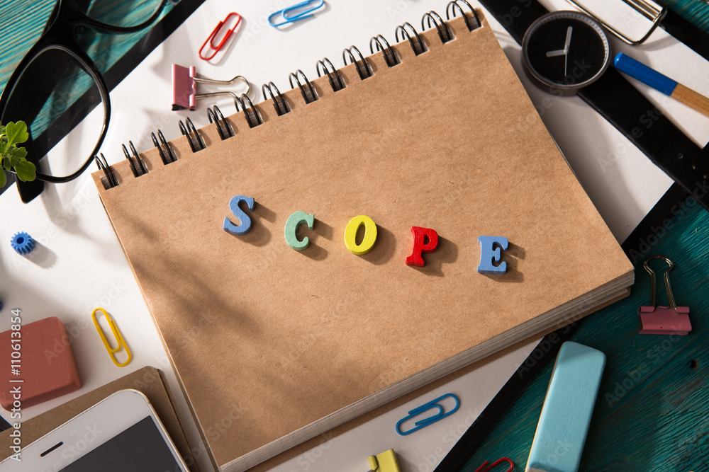 scope concept - inscription  on the desk