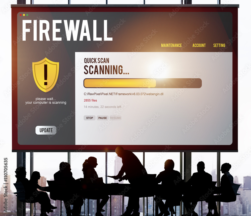 Data File Protection Firewall Malware Removal Concept