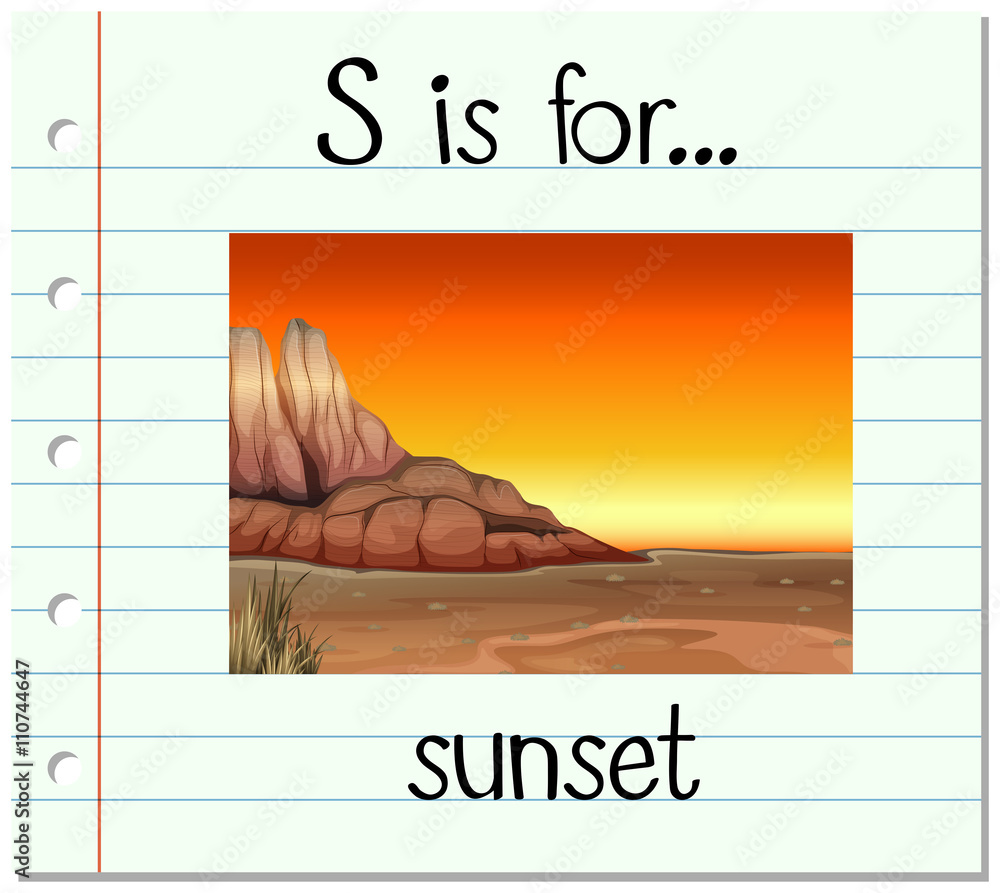 Flashcard letter S is for sunset