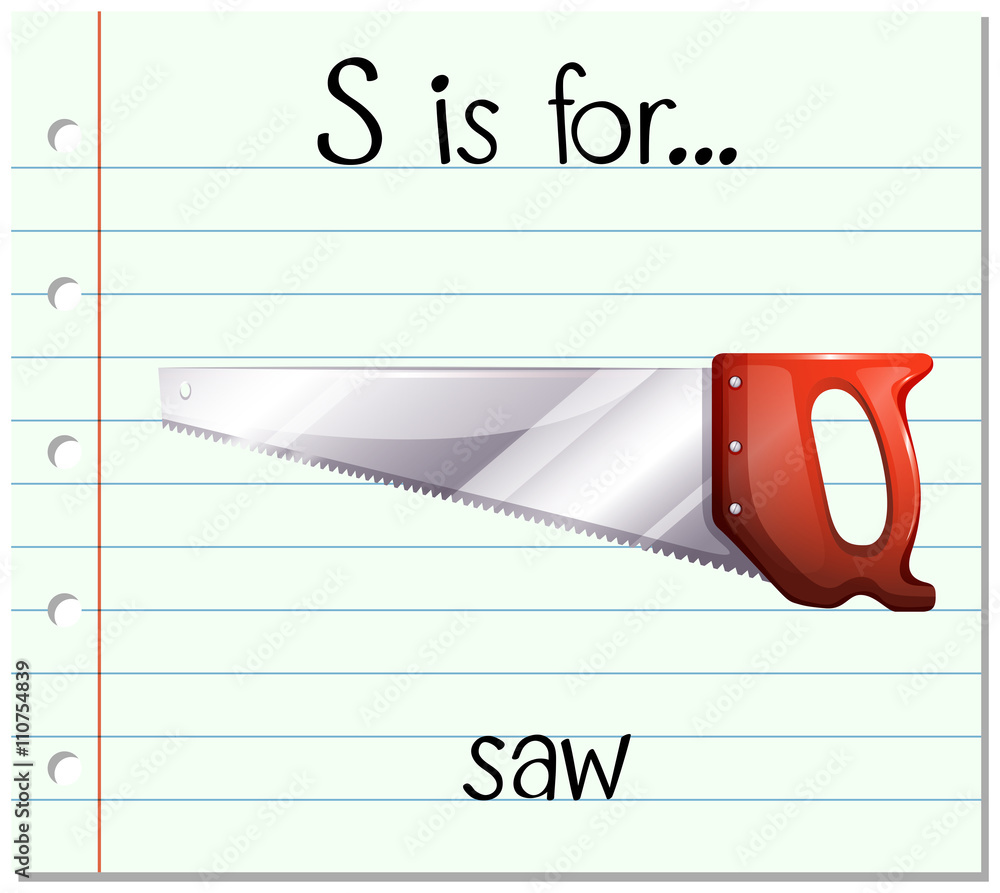 Flashcard letter S is for saw