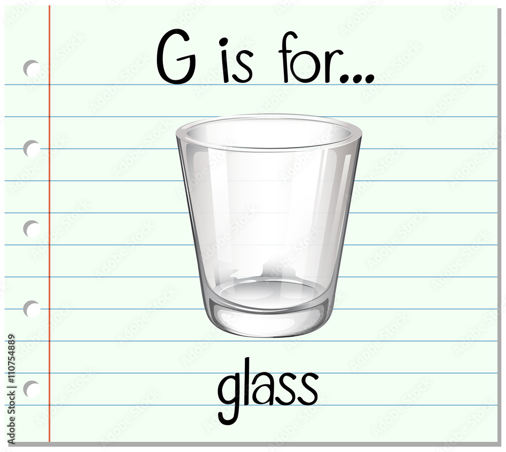 Flashcard letter G is for glass