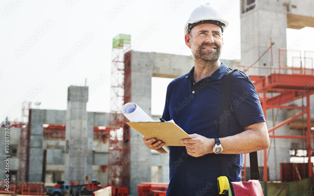 Construction Worker Planning Constractor Developer Concept