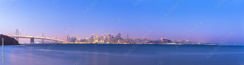 water,bay bridge with cityscape and skyline of san francisco