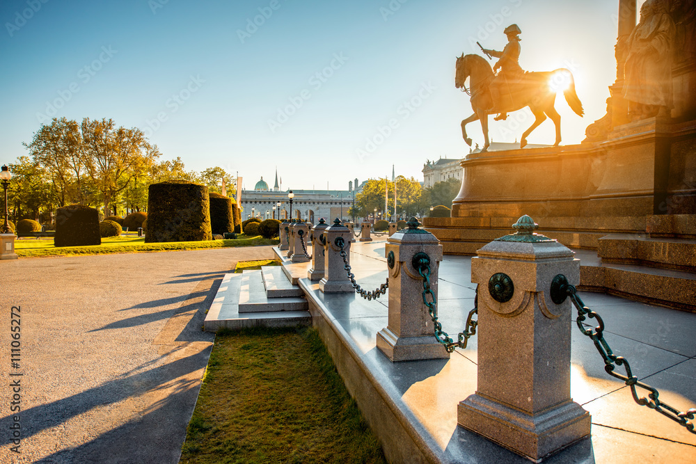 Fragment of Maria Theresa Statue on the square near Historical museum in Vienna