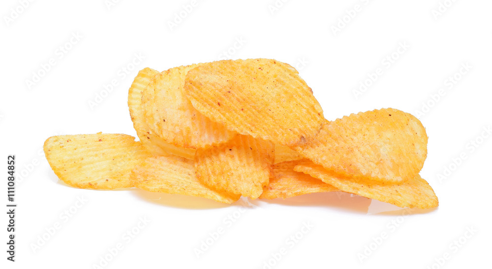 Potato chips isolated on white background