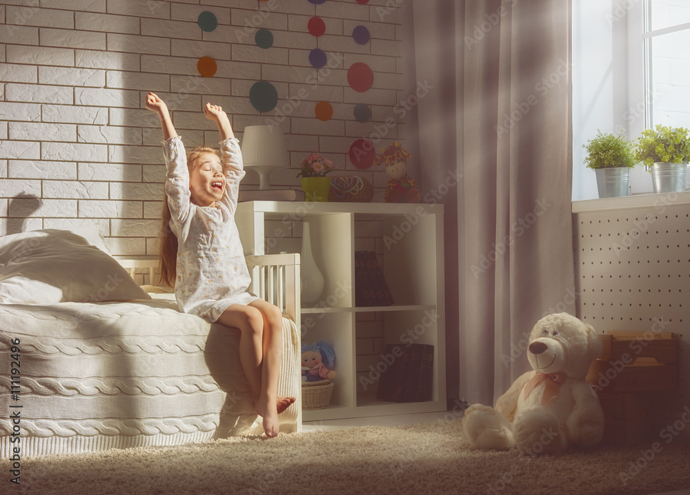 girl enjoys sunny morning