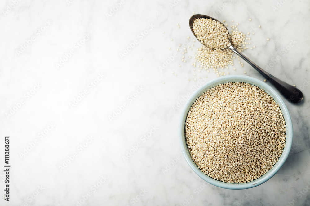 bowl of healthy white quinoa seeds