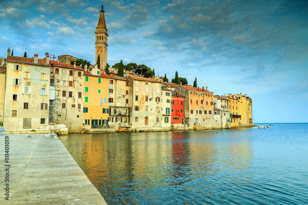 Stunning sunrise with Rovinj old town,Istria region,Croatia,Europe