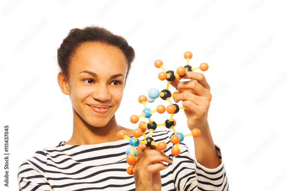 African young girl studying molecular structure