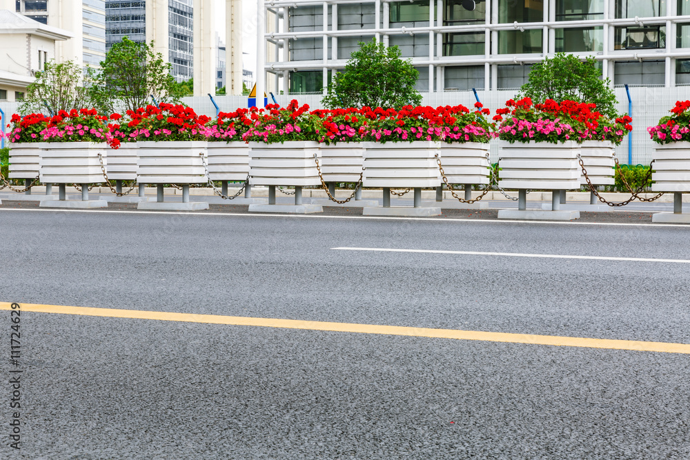 Asphalt roads and modern urban architecture scene in Shanghai