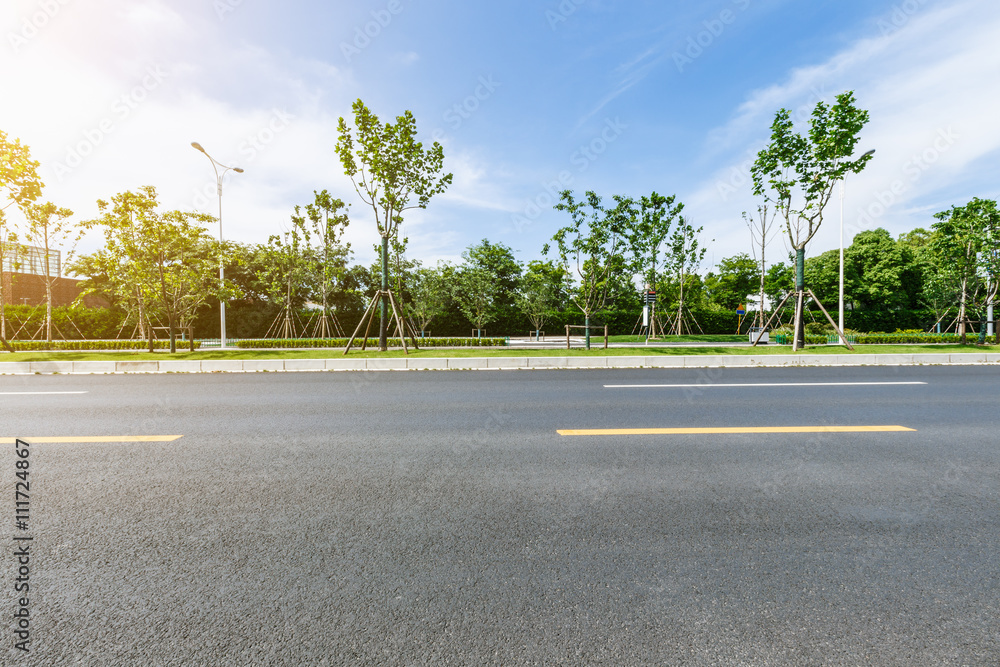 new asphalt roads scenery in urban suburbs，Shanghai