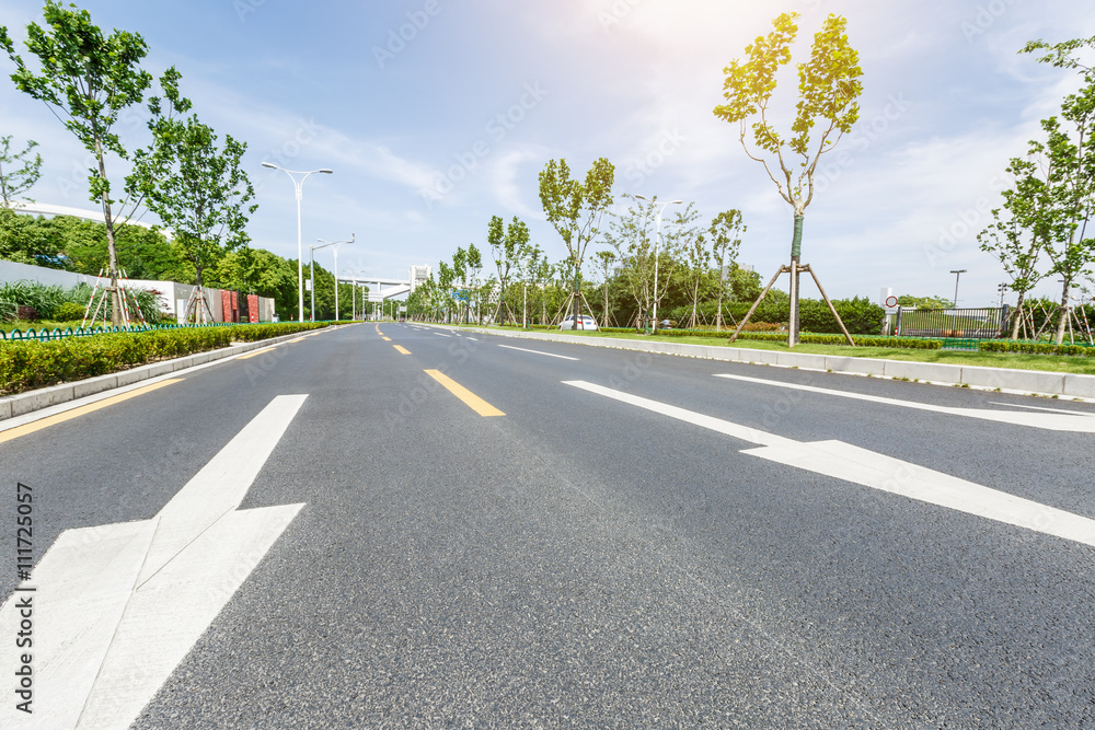 new asphalt roads scenery in urban suburbs，Shanghai