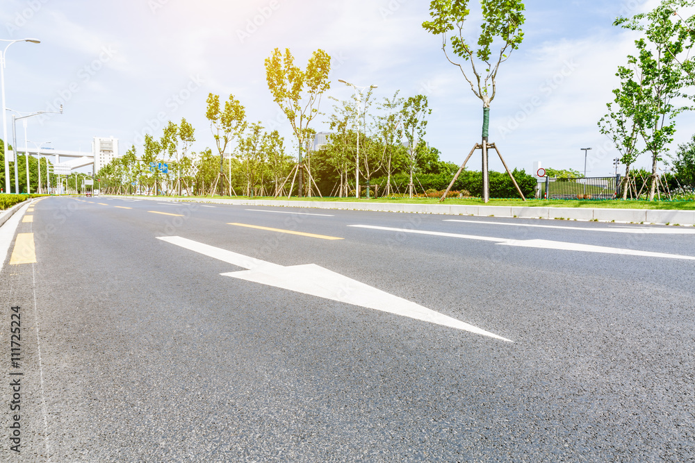 new asphalt roads scenery in urban suburbs，Shanghai