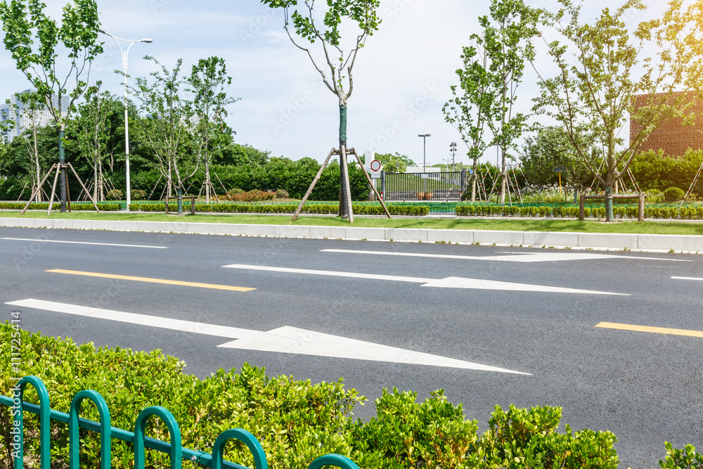 new asphalt roads scenery in urban suburbs，Shanghai