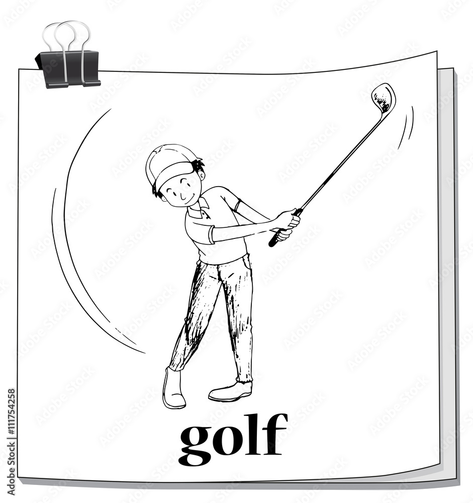 Doodle of man playing golf