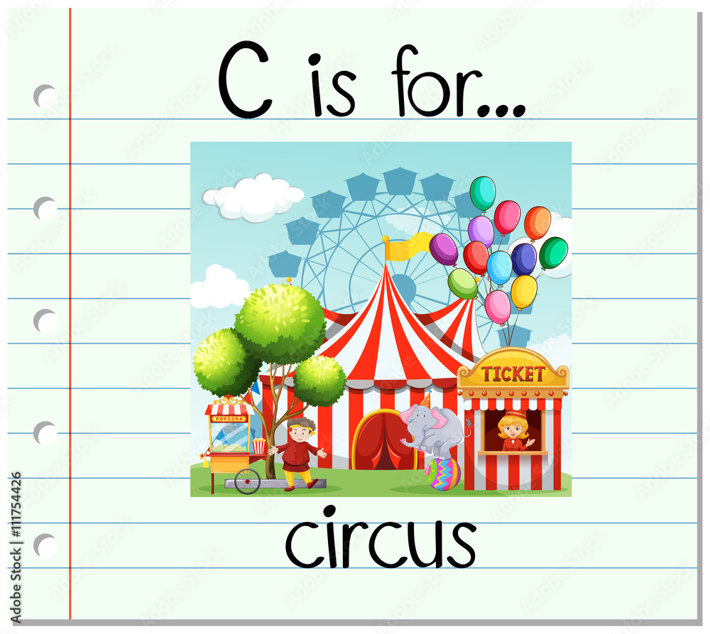 Flashcard letter C is for circus