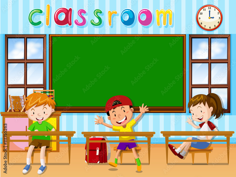 Three students in the classroom