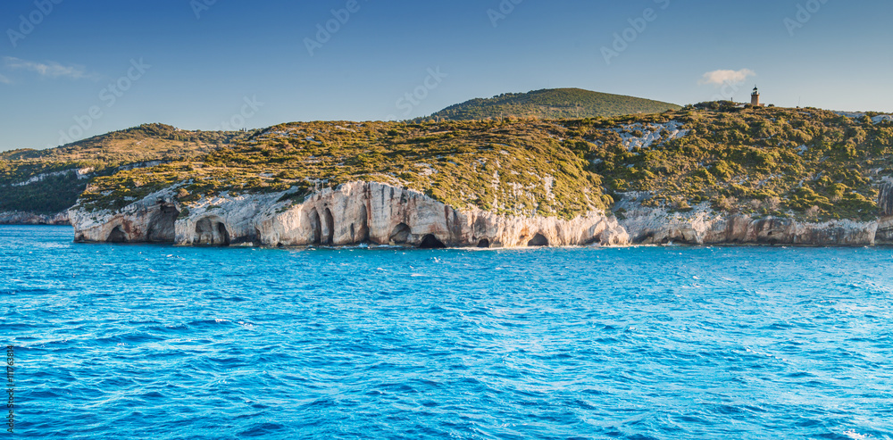 Blue Caves of Zakynthos island Greece view from sea