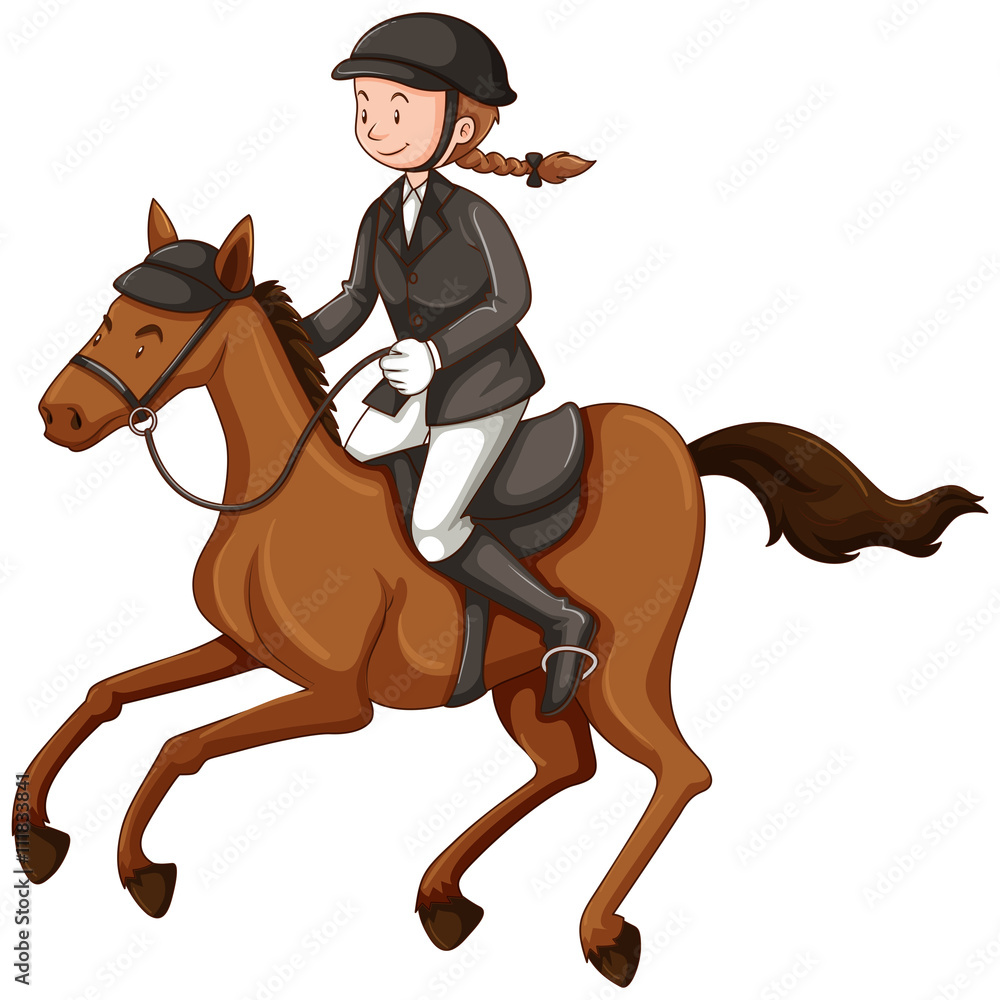 Female jockey doing equestrian