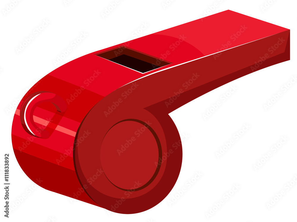 Red whistle on white background