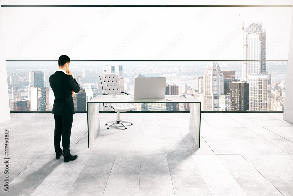 Thoughtful man in office