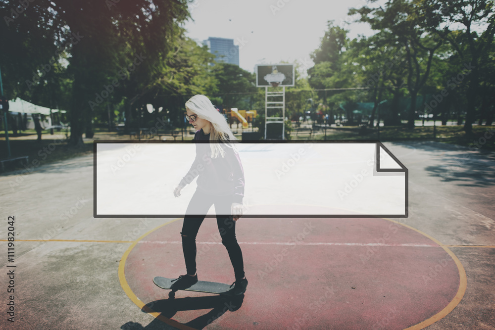 Female Skateboarding Sport Frame Graphic Concept