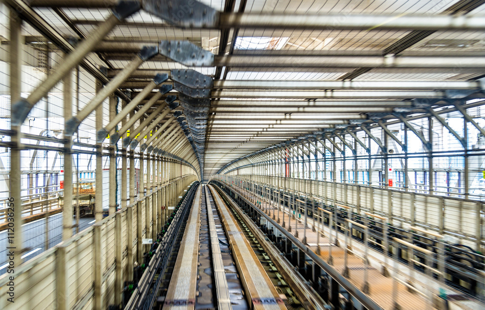 Yurikamome line on the Rainbow bridge in Tokyo