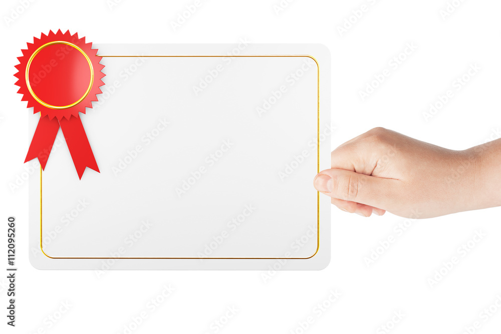 Blank Certificate Diploma Template in Hand