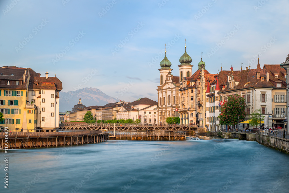 Beautiful view of the the historic city center of Lucerne, Switz