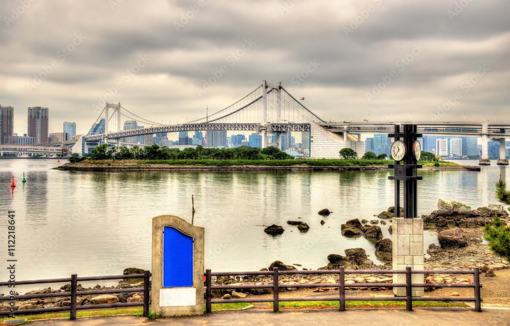 View of the Rainbow Bridge from Odaiba Marine Park