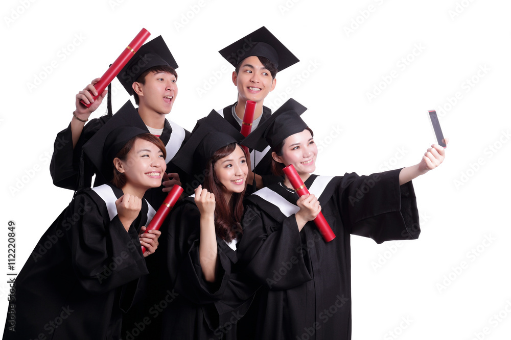 Selfie of happy graduates student